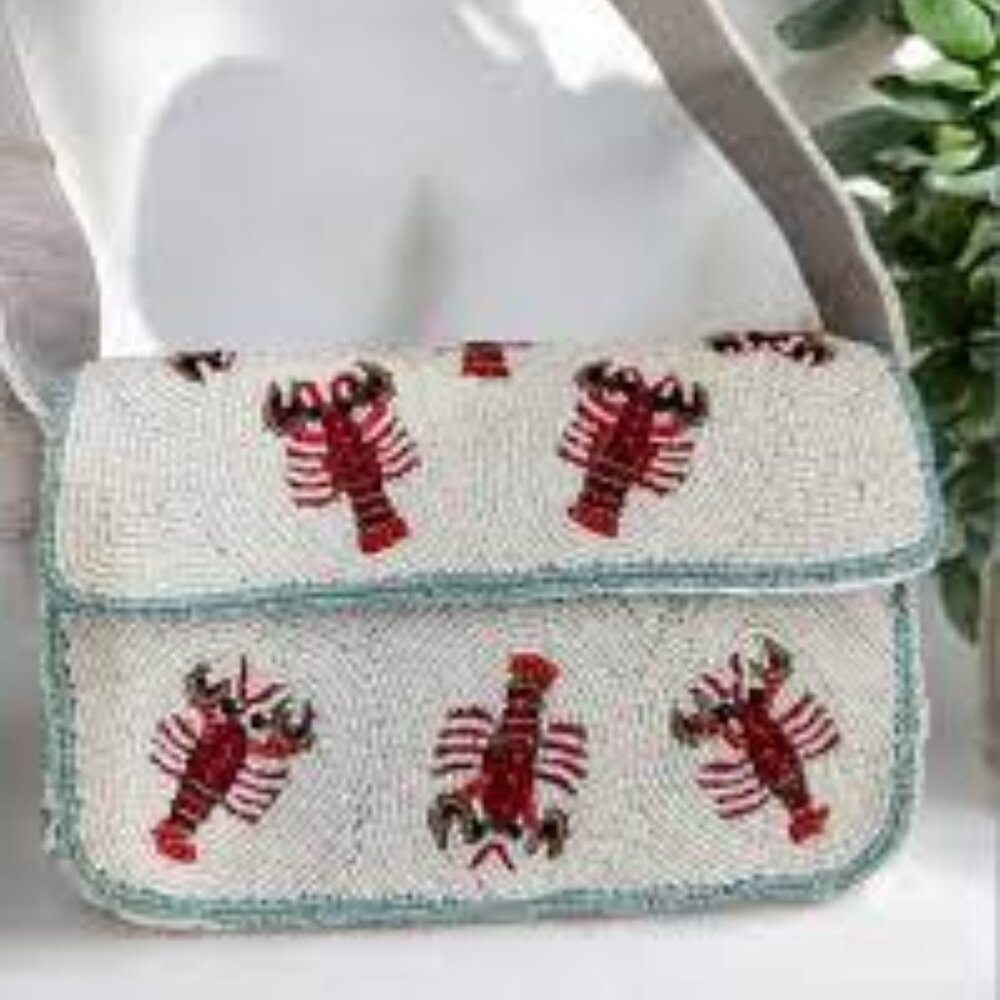 Viral lobster beaded red white bag shoulder tik tok Handmade in India